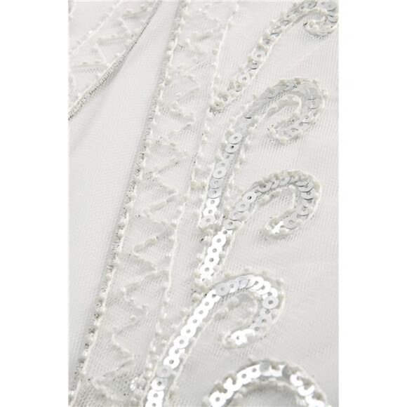 Shawl Wraps Sequin Beaded Cape White - Picture 6 of 6